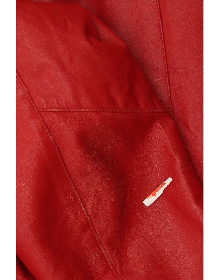 Yuppie Womens Crop Leather Jacket EU 40 Medium Red