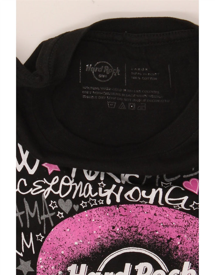 HARD ROCK CAFE Womens Graphic T-Shirt Top UK 14 Large Black