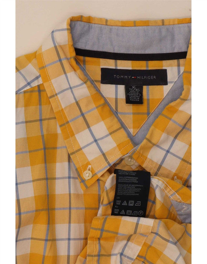 Tommy Hilfiger Mens Shirt XL Yellow Check Cotton