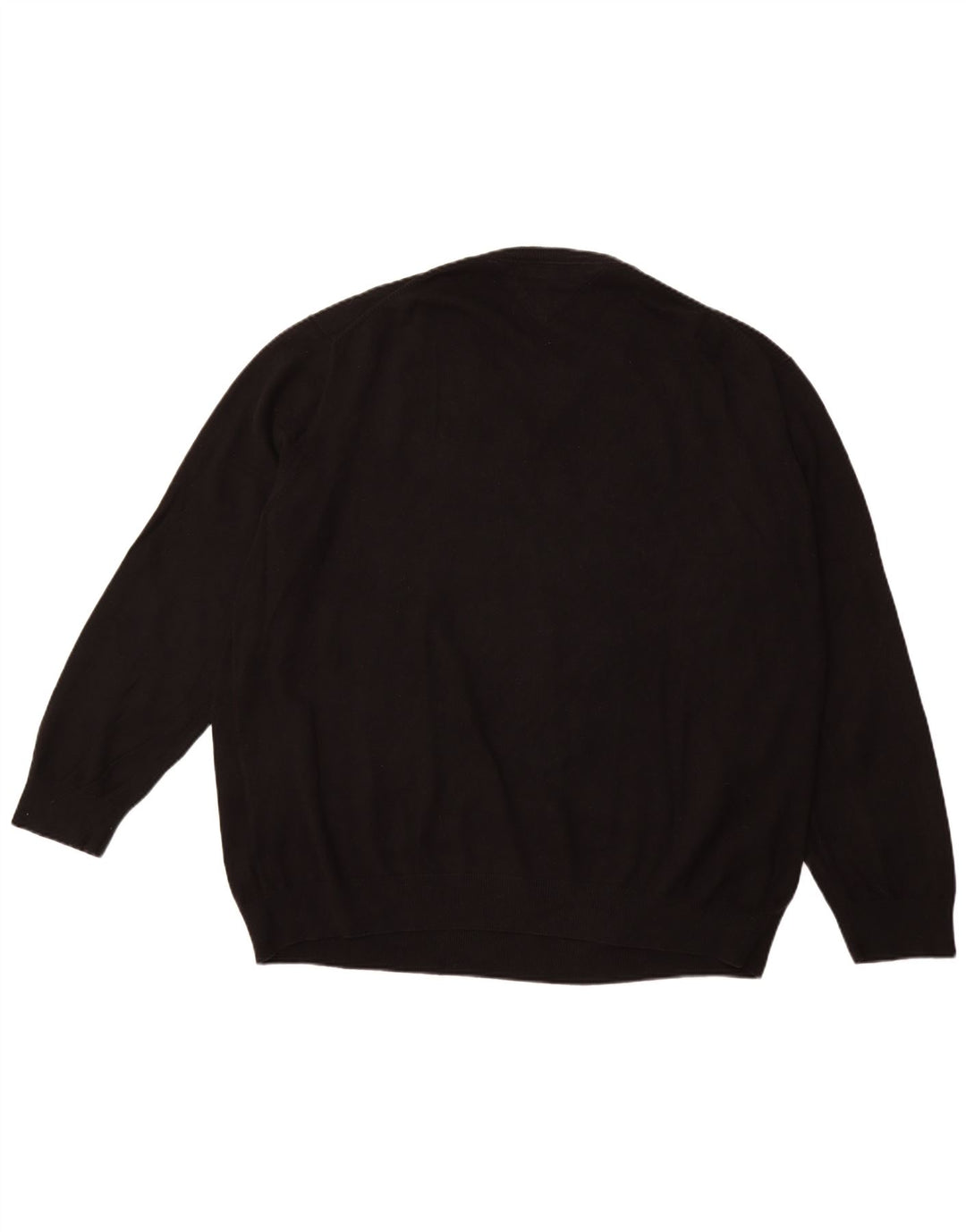 TOMMY HILFIGER Mens V-Neck Jumper Sweater 4XL Black Cotton