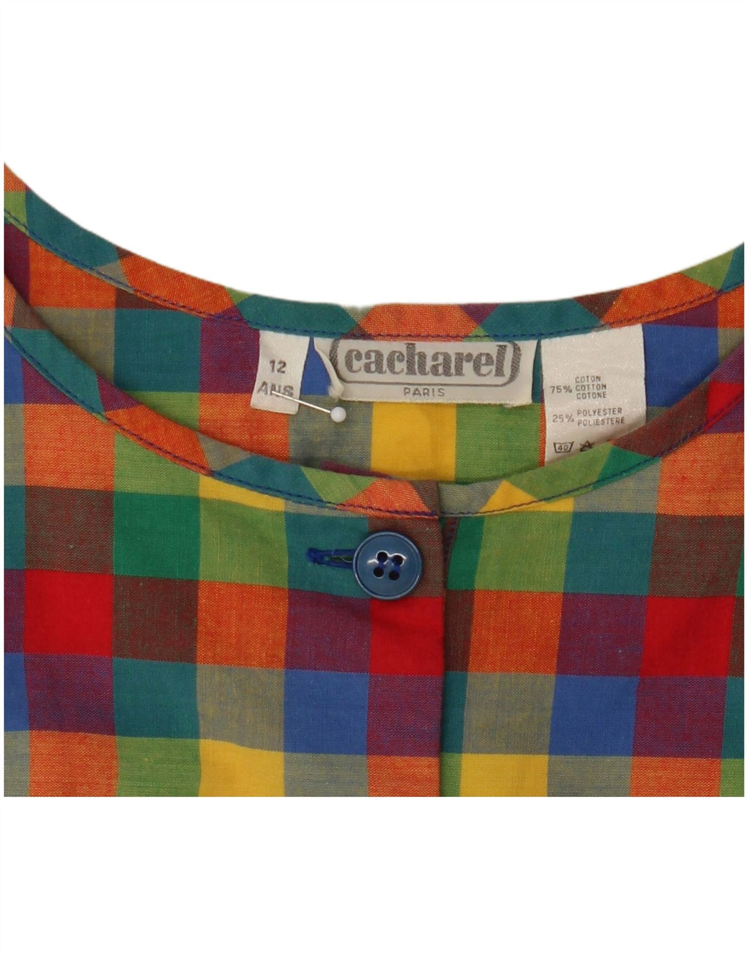 Cacharel Womens Sleeveless A-Line Dress US 12 Large Multicoloured Gingham