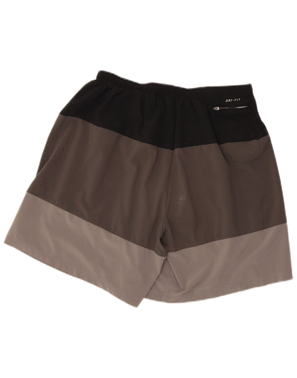 Nike Womens Dri Fit Sport Shorts UK 14 Large Grey Colourblock Polyester
