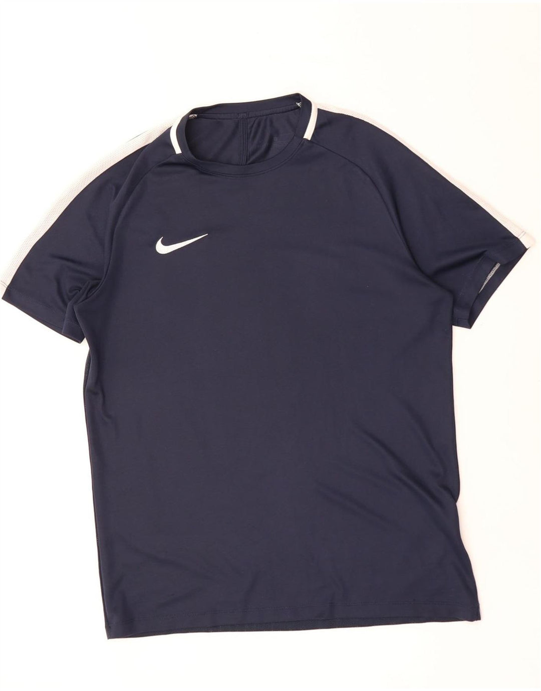 NIKE Mens Dri Fit T-Shirt Top Large Navy Blue Colourblock Polyester
