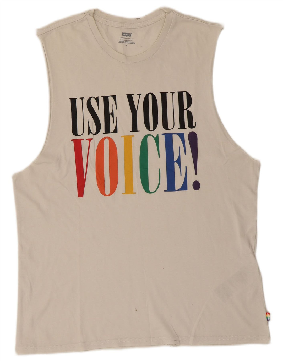 LEVI'S Mens Graphic Vest Top Medium White Cotton