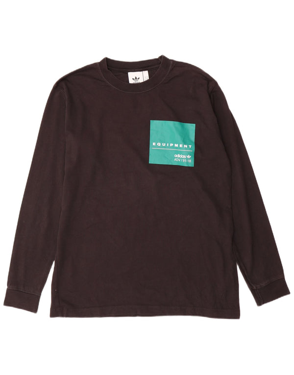 ADIDAS Mens Graphic Top Long Sleeve Large Black Colourblock Cotton