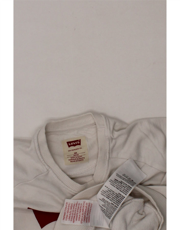LEVI'S Boys Graphic Sweatshirt Jumper 9-10 Years White Cotton Vintage Levi's and Second-Hand Levi's from Messina Hembry 