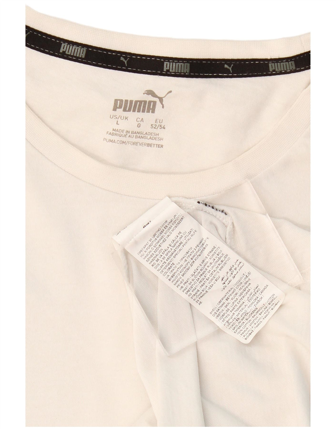 PUMA Mens T-Shirt Top Large White Cotton