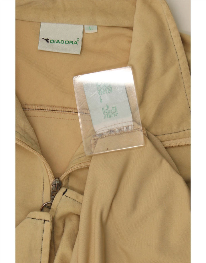 Diadora Mens Tracksuit Top Jacket Large Beige Polyester
