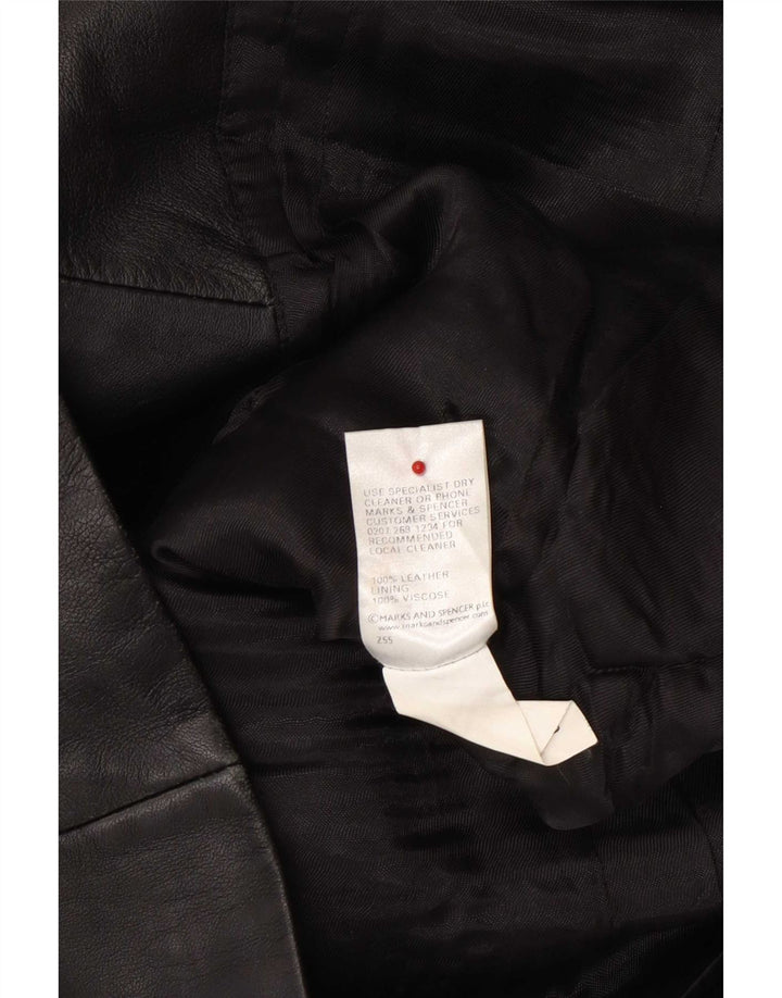 Marks & Spencer Womens Leather Jacket UK 16 Large Black