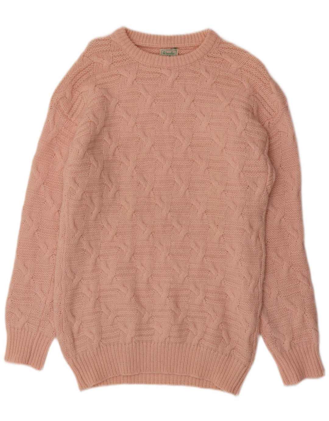 BENETTON Womens Boat Neck Jumper Sweater UK 12 Medium Pink Wool