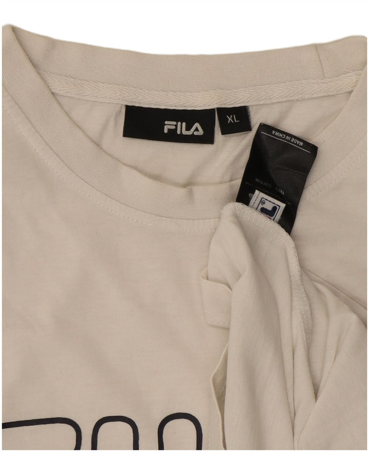 FILA Mens Graphic T-Shirt Top XL White Cotton