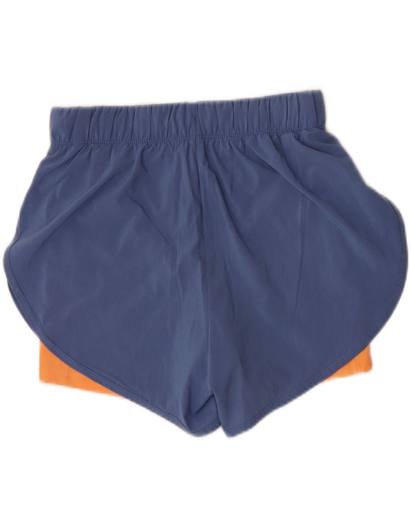 Nike Womens Dri Fit Sport Shorts UK 12 Medium Blue Colourblock Polyester