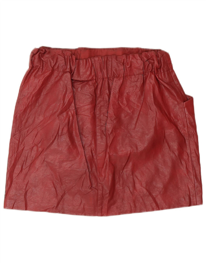 Zara Womens Leather Skirt Small W26  Burgundy
