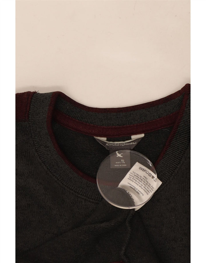 EDDIE BAUER Mens Tall Top Long Sleeve Large Grey Colourblock Polyester