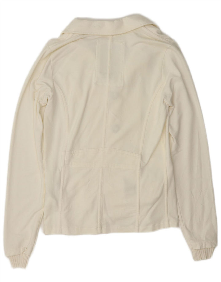 Woolrich Womens 3 Button Blazer Jacket UK 12 Medium Off White Cotton