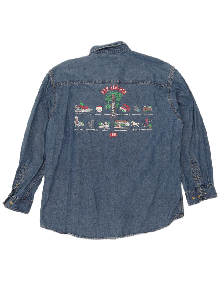 Lee Mens Graphic Denim Shirt Large Blue Cotton