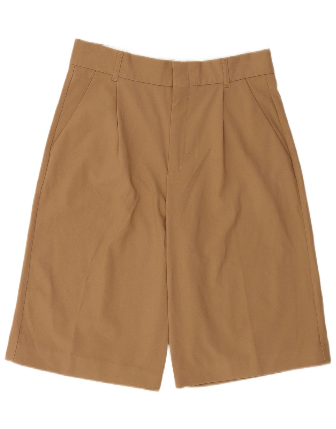 Zara Womens High Waist Pegged Chino Shorts Medium W28  Brown Polyester