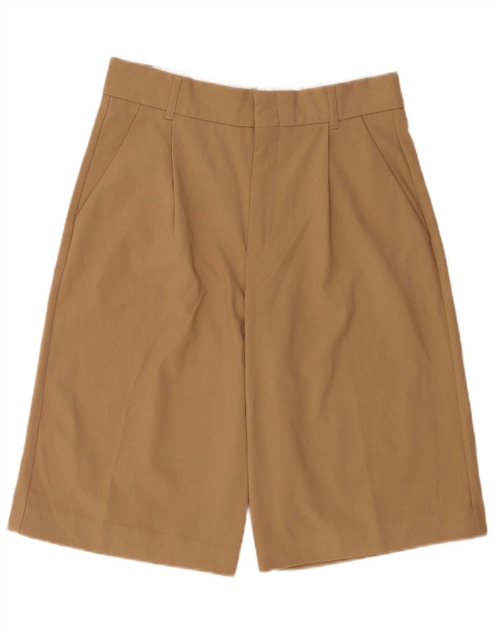 Zara Womens High Waist Pegged Chino Shorts Medium W28  Brown Polyester