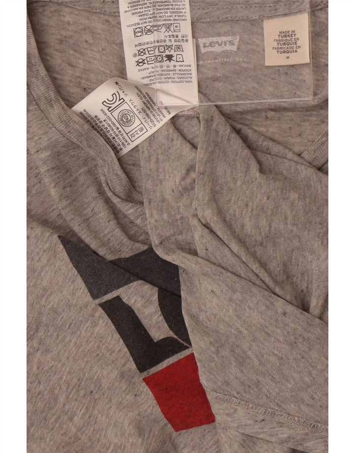 Levi's Womens Graphic T-Shirt Top UK 12 Medium Grey Flecked Cotton