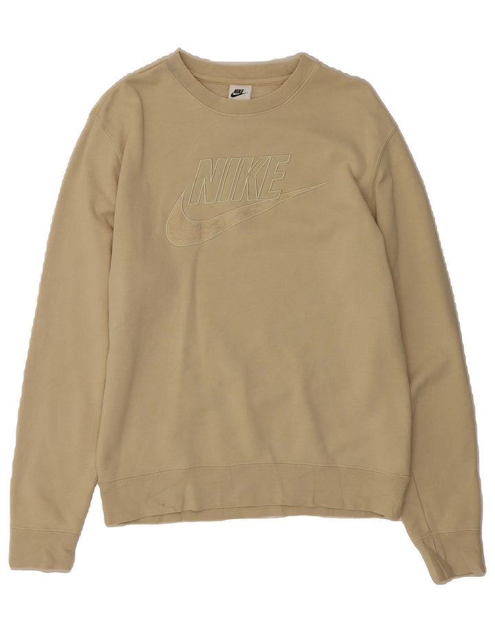 NIKE Mens Graphic Sweatshirt Jumper Small Beige Cotton Vintage Nike and Second-Hand Nike from Messina Hembry 