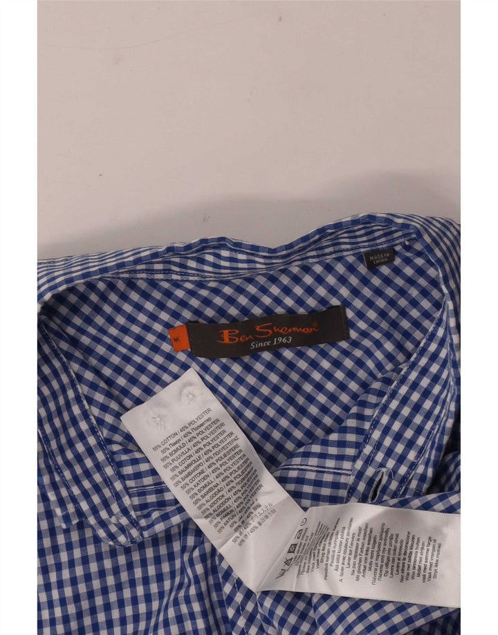 Ben Sherman Mens Shirt Medium Blue Gingham Cotton