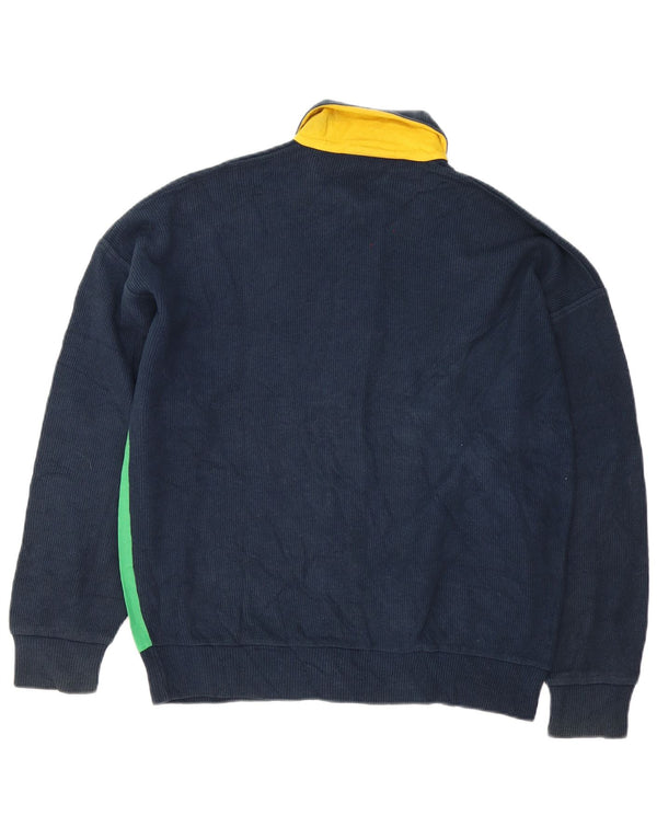 Peter Brown Mens Cardigan Sweater IT 48 Medium Navy Blue Colourblock Cotton