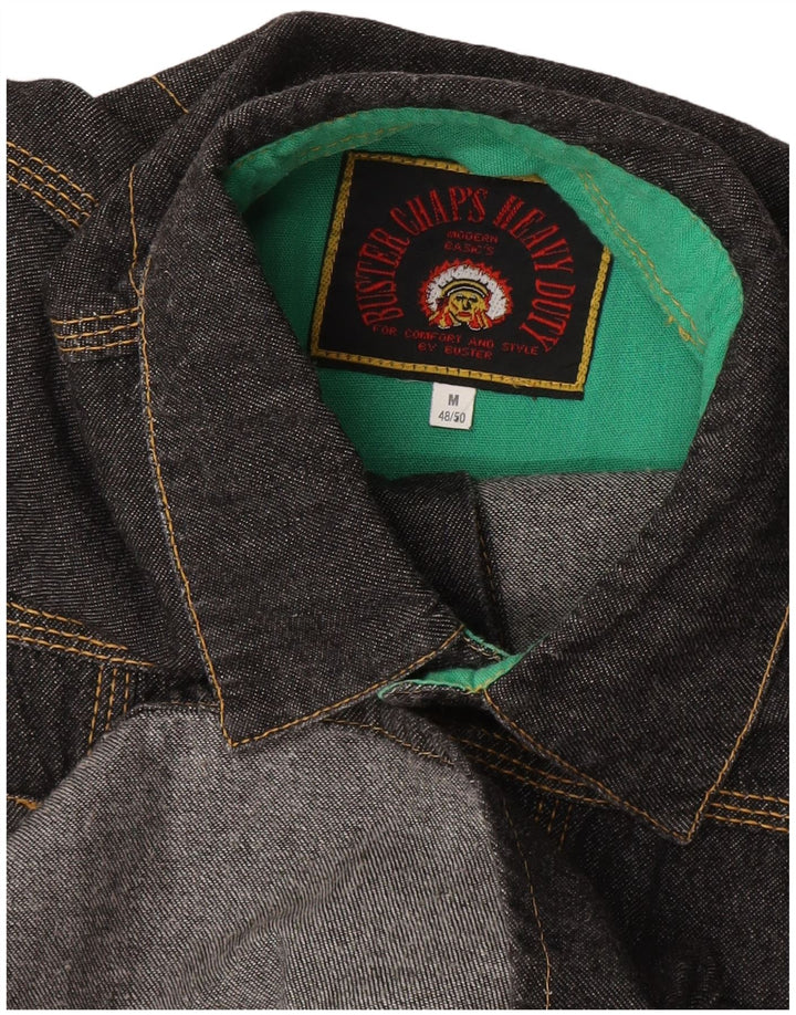 BUSTER Mens Denim Shirt IT 48/50 Medium Black