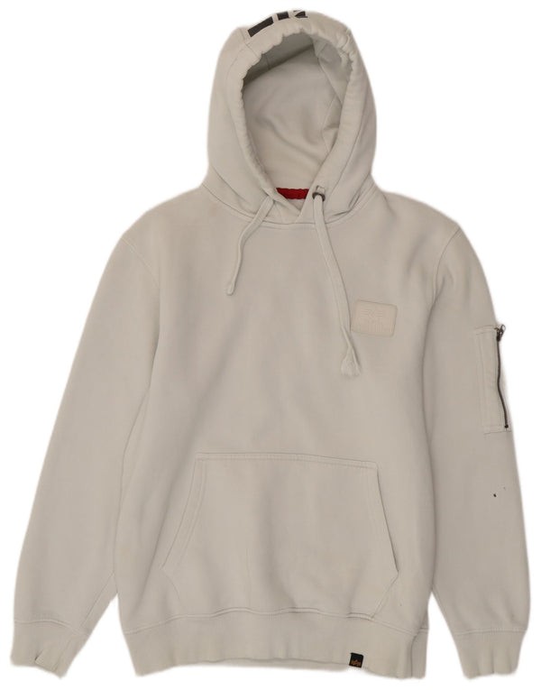 ALPHA INDUSTRIES Mens Graphic Hoodie Jumper Large White Cotton