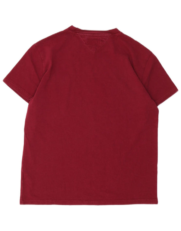 Tommy Hilfiger Mens T-Shirt Top Small Burgundy Cotton