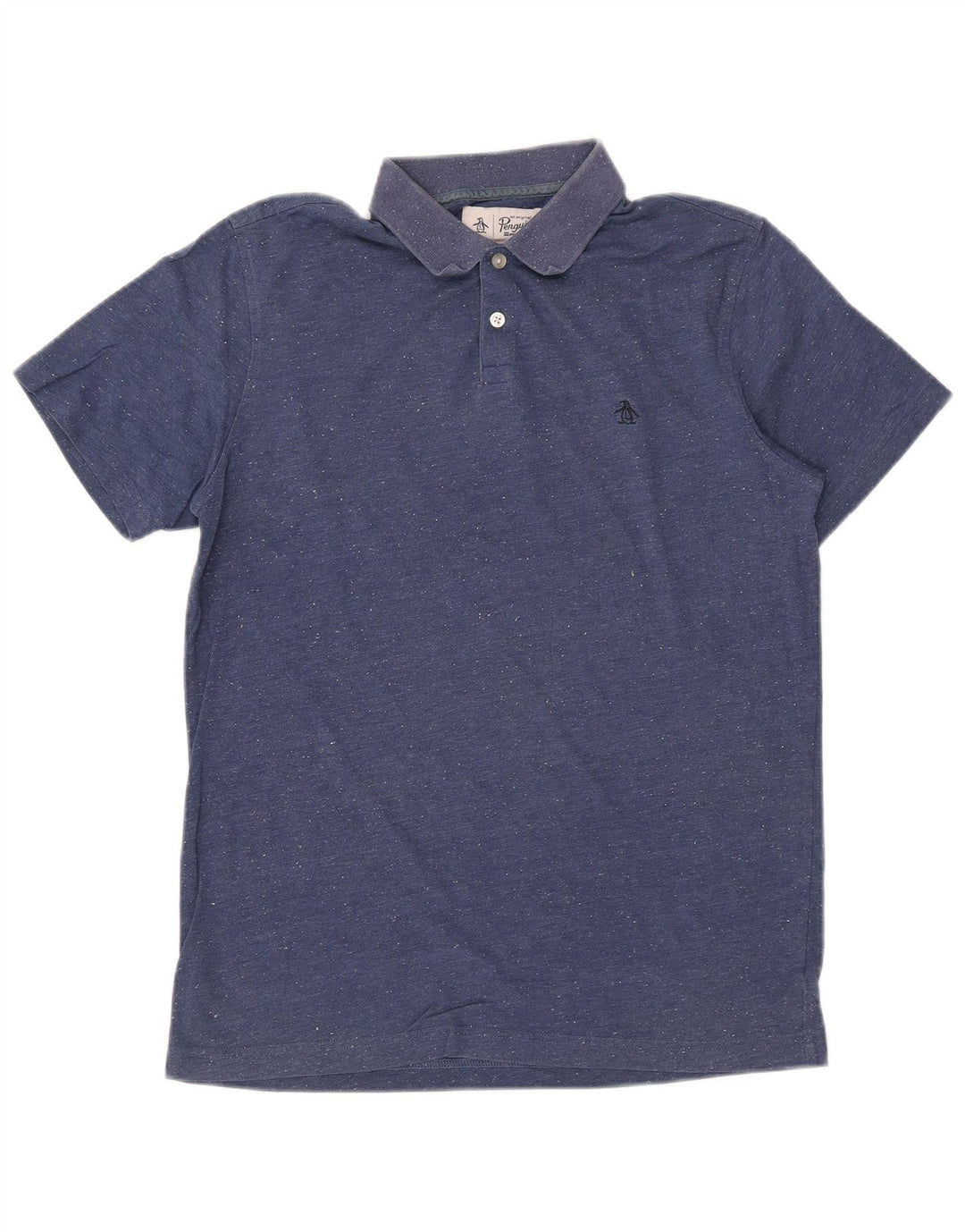 PENGUIN Mens Polo Shirt Medium Blue Flecked Cotton