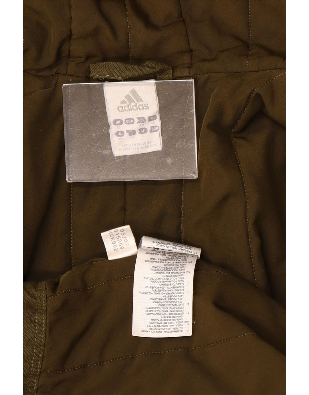 ADIDAS Womens Hooded Overcoat UK 12 Medium Khaki Polyester