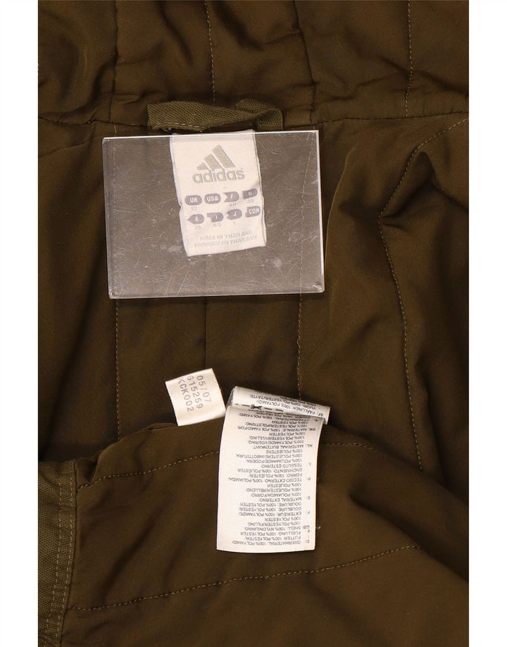 ADIDAS Womens Hooded Overcoat UK 12 Medium Khaki Polyester