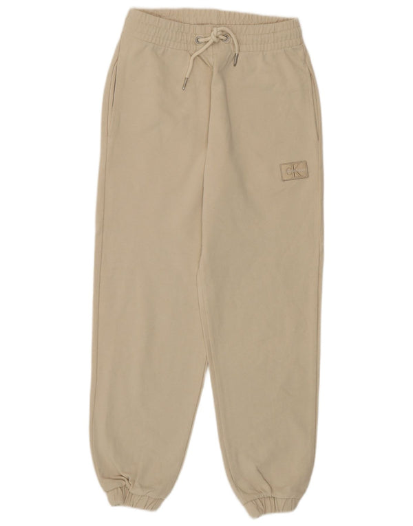 Calvin Klein Womens Tracksuit Trousers Joggers UK 6 XS Beige Cotton