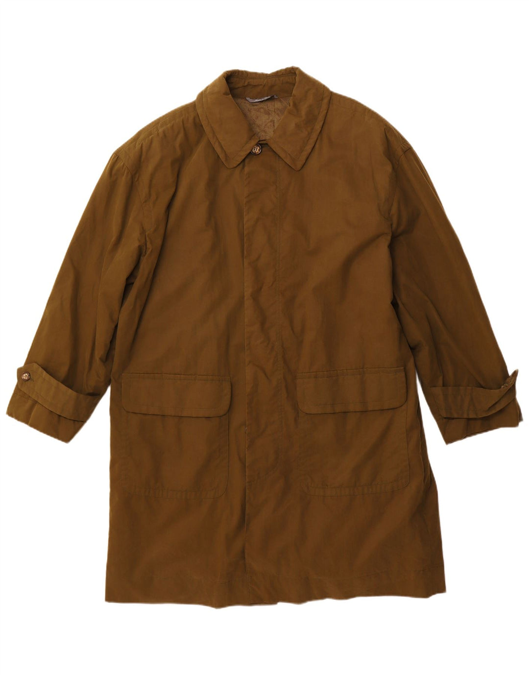 BYBLOS Mens Overcoat IT 50 Large Khaki Cotton