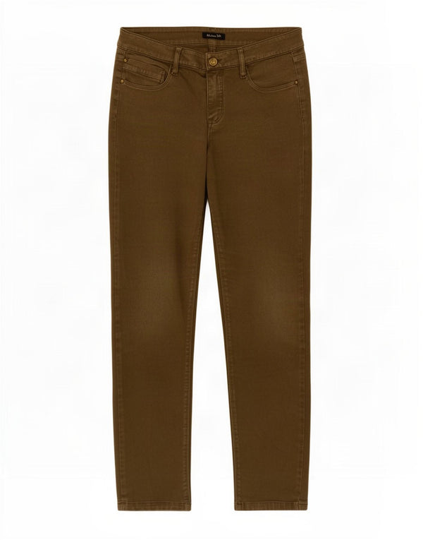 Massimo Dutti Womens Crop Slim Jeans EU 40 Medium W30 L28 Khaki Cotton