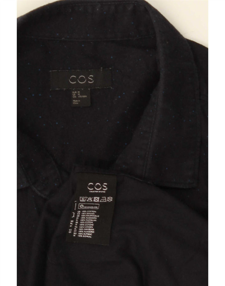 Cos Mens Shirt Medium Navy Blue Flecked Cotton