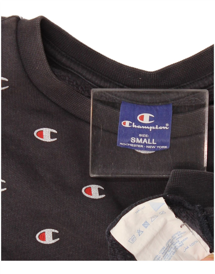 Champion Womens Oversized Graphic Sweatshirt Jumper UK 10 Small Black