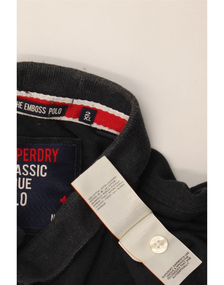 SUPERDRY Mens Graphic Polo Shirt 2XL Black Cotton