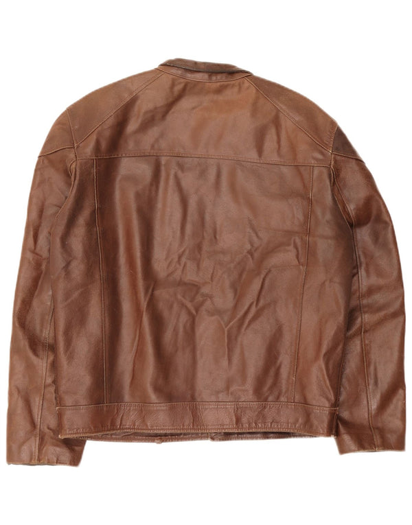 Bata Mens Leather Jacket IT 52 XL Brown Leather