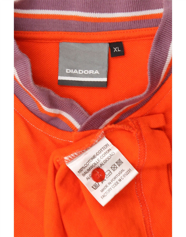 Diadora Mens Polo Shirt XL Orange Cotton
