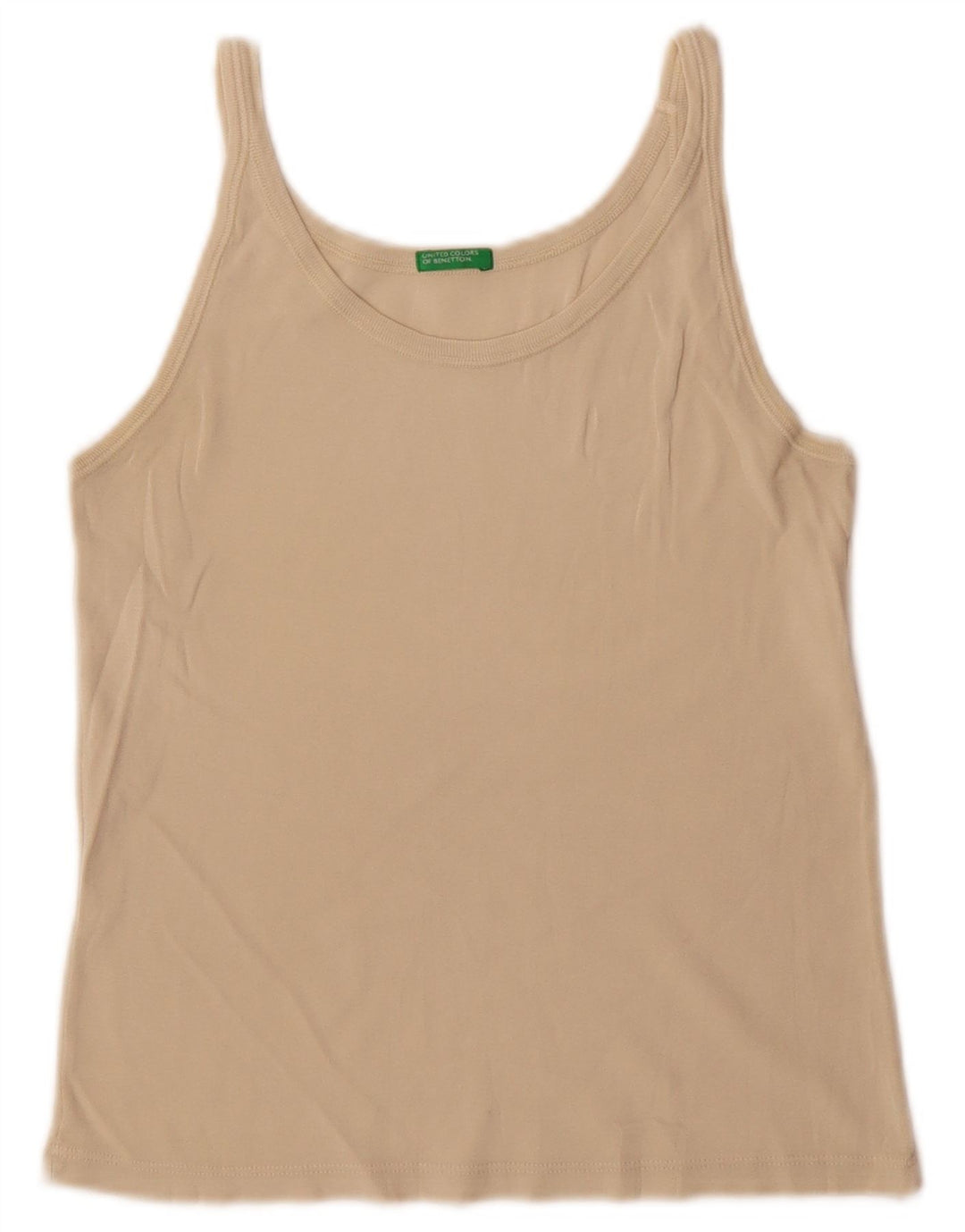 Benetton Womens Cami Top UK 10 Small Beige Cotton