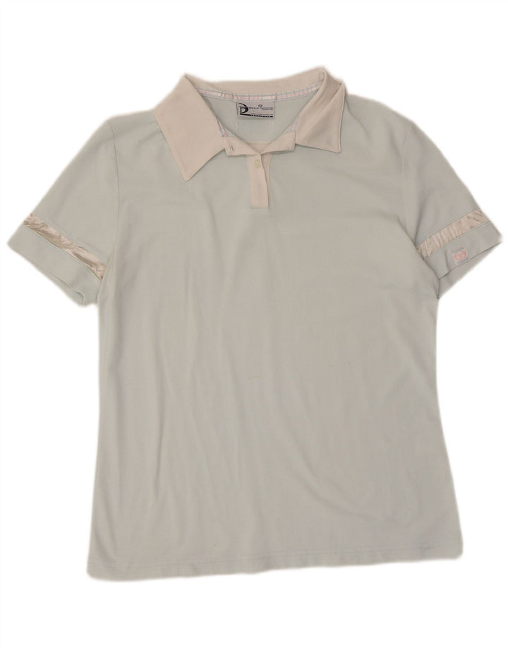 SERGIO TACCHINI Womens Polo Shirt UK 14 Large Blue Polyamide