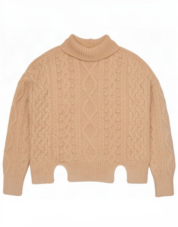 Zara Womens Oversized Roll Neck Jumper Sweater UK 16 Large Beige