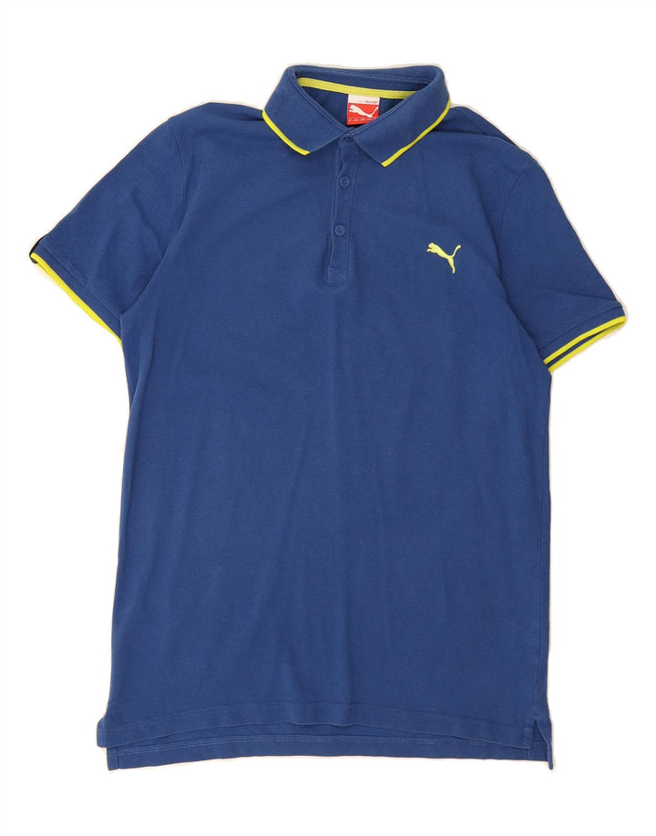 PUMA Mens Polo Shirt Medium Blue Cotton Vintage Puma and Second-Hand Puma from Messina Hembry 
