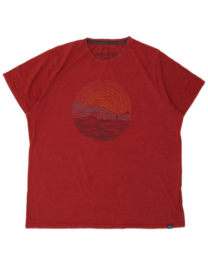 WEIRD FISH Mens Graphic T-Shirt Top 2XL Red Cotton
