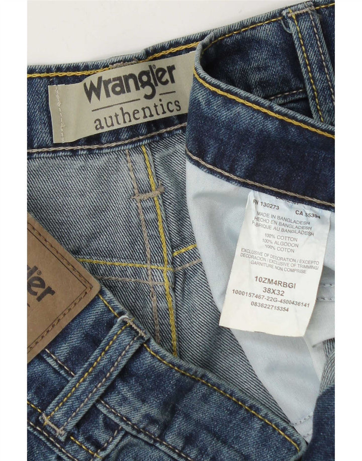 Wrangler Mens Straight Jeans W38 L32 Blue Cotton