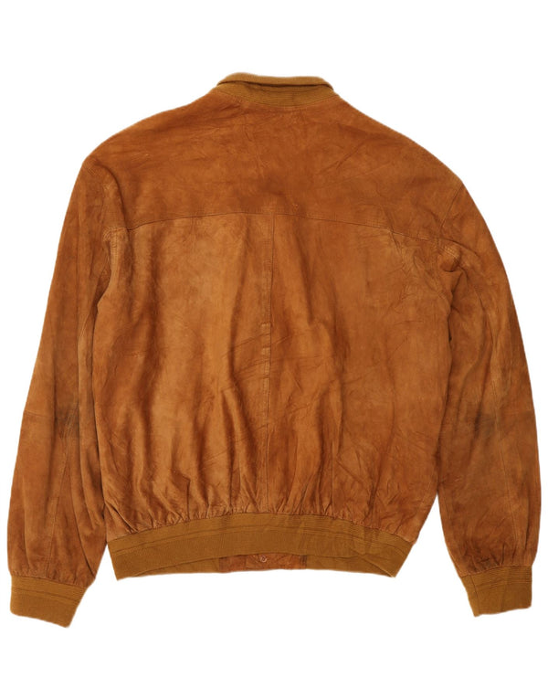 Vintage Mens Suede Bomber Jacket IT 56 3XL Brown Suede