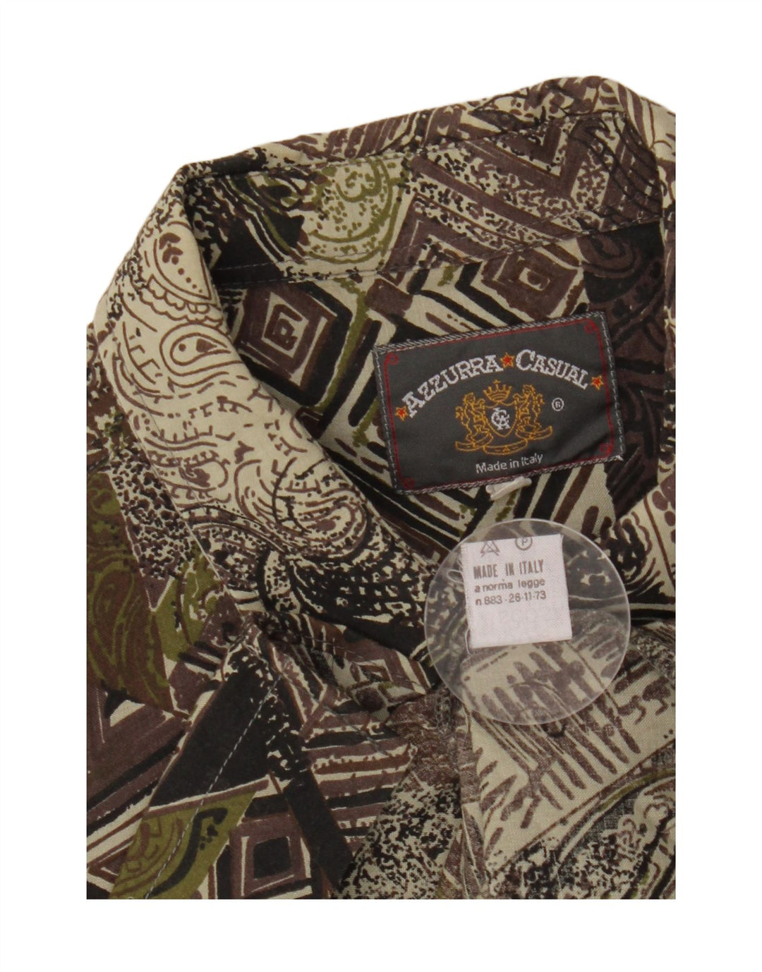 Azzurra Mens Abstract Pattern Shirt Large Green Viscose