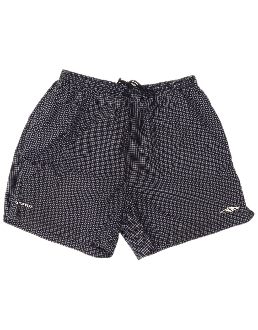 Umbro Mens Sport Shorts 2XL  Navy Blue Check Nylon