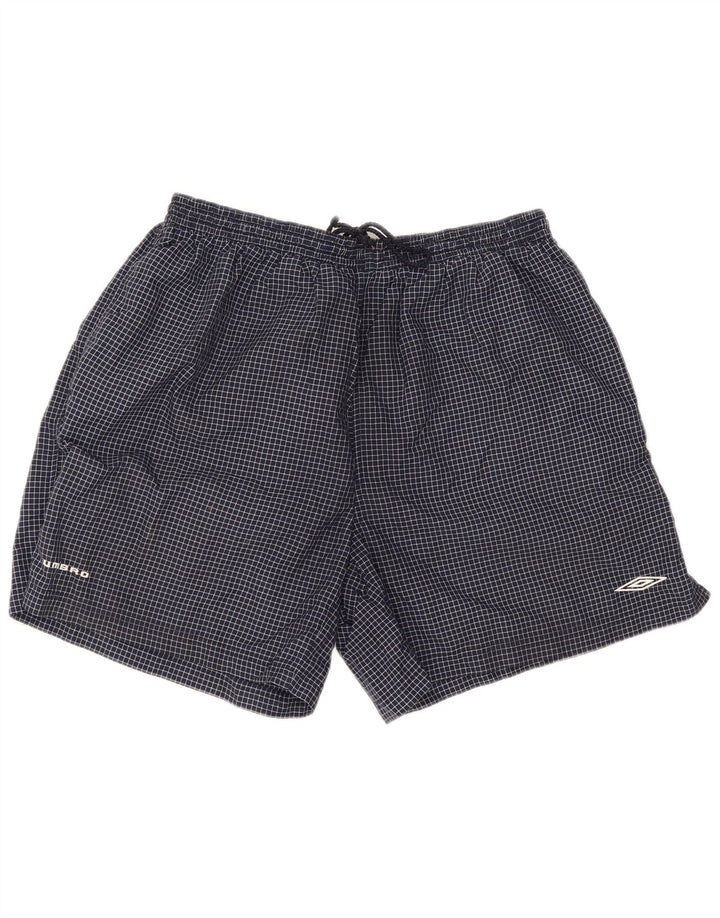 Umbro Mens Sport Shorts 2XL  Navy Blue Check Nylon